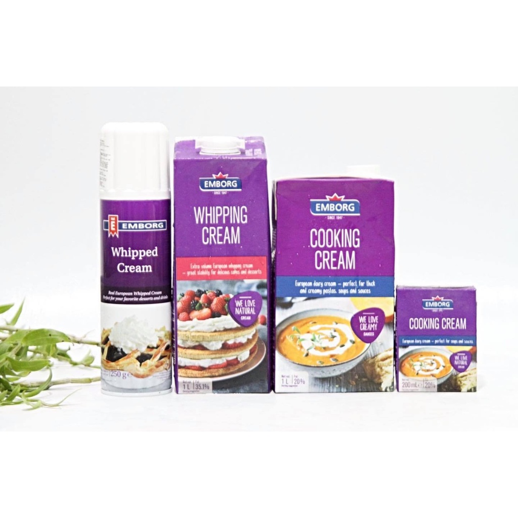 [200ml] Sale KEM SỮA NẤU ĂN (chế biến xốt pasta, mì Ý, súp kem sữa) [Denmark] EMBORG Cooking Cream
