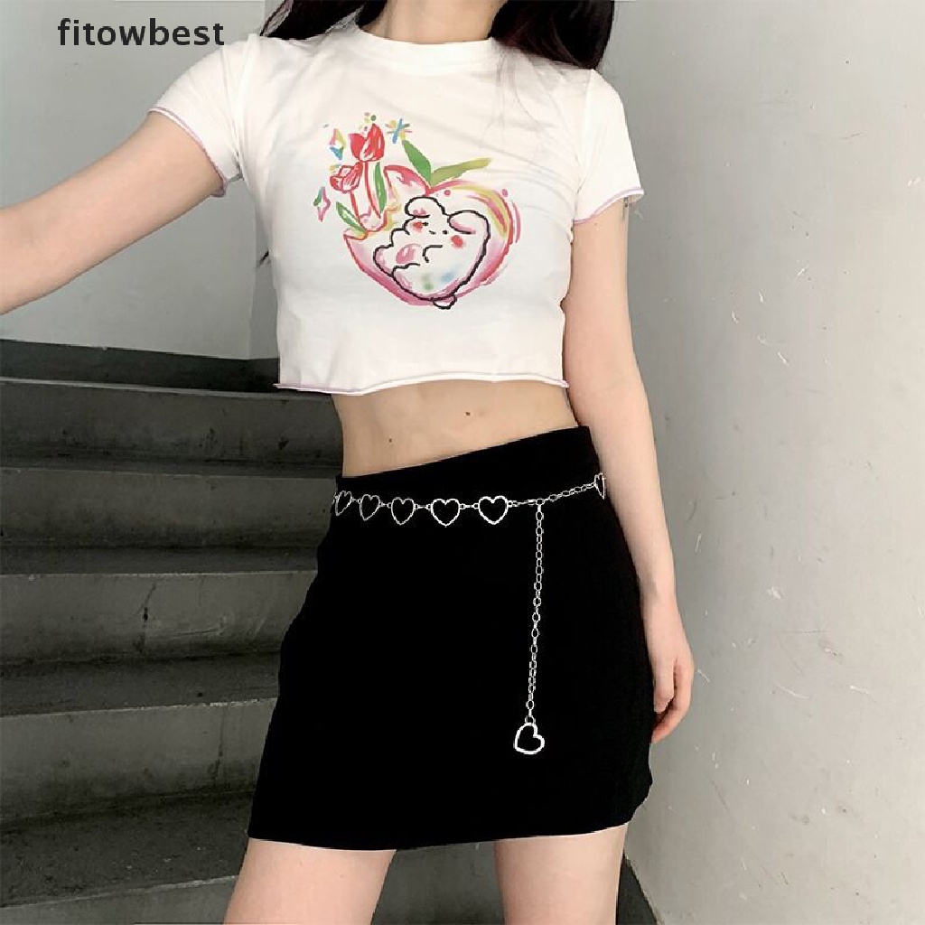 Chuỗi thắt lưng GJCUTE 100cm mắt xích trái tim rỗng phong cách hip hop cổ điển thời trang cho nữ