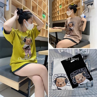 [Ảnh thật/video] Áo Phông Oversize In Hình Gấu tag 3158, Áo Phông Nam Nữ Cotton Tuyết Nhung