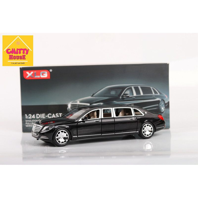 [Chitty]Mô Hình Xe Mercedes Maybach S600 tỷ lệ 1:24, Làm từ hợp kim , Có đèn, Có âm thanh mô phỏng tiếng khởi động xe