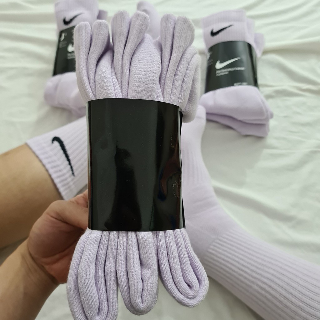 Pack 3 đôi tất thể thao Nike cao cổ màu Tím nhạt - Free ship + Quà tặng Loved socks by TatsTats.vn
