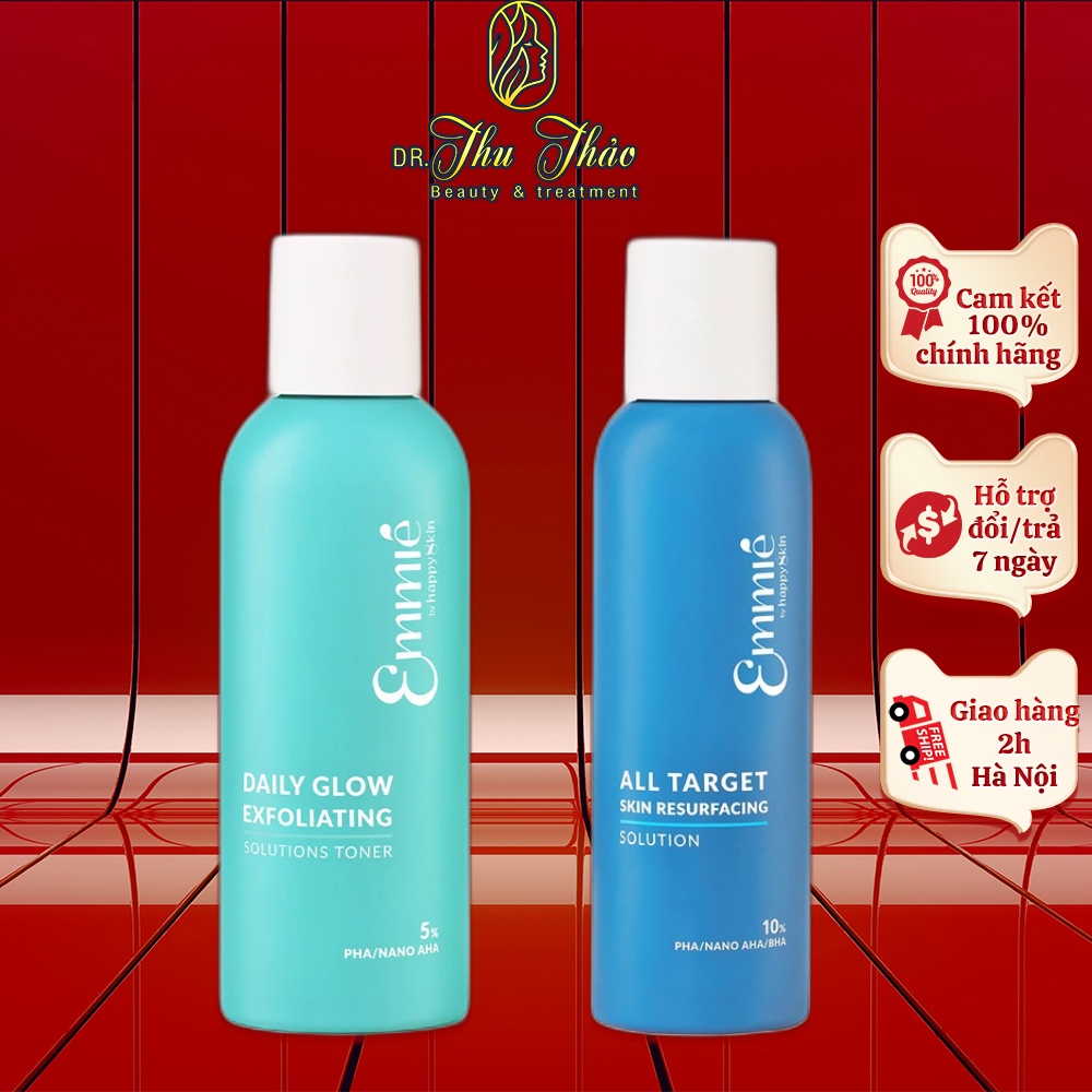 Dung dịch tẩy tế bào chết Emmié 5%, 10% PHA, Nano AHA làm sạch sâu, cải thiện lỗ chân lông 160ml, 230ml