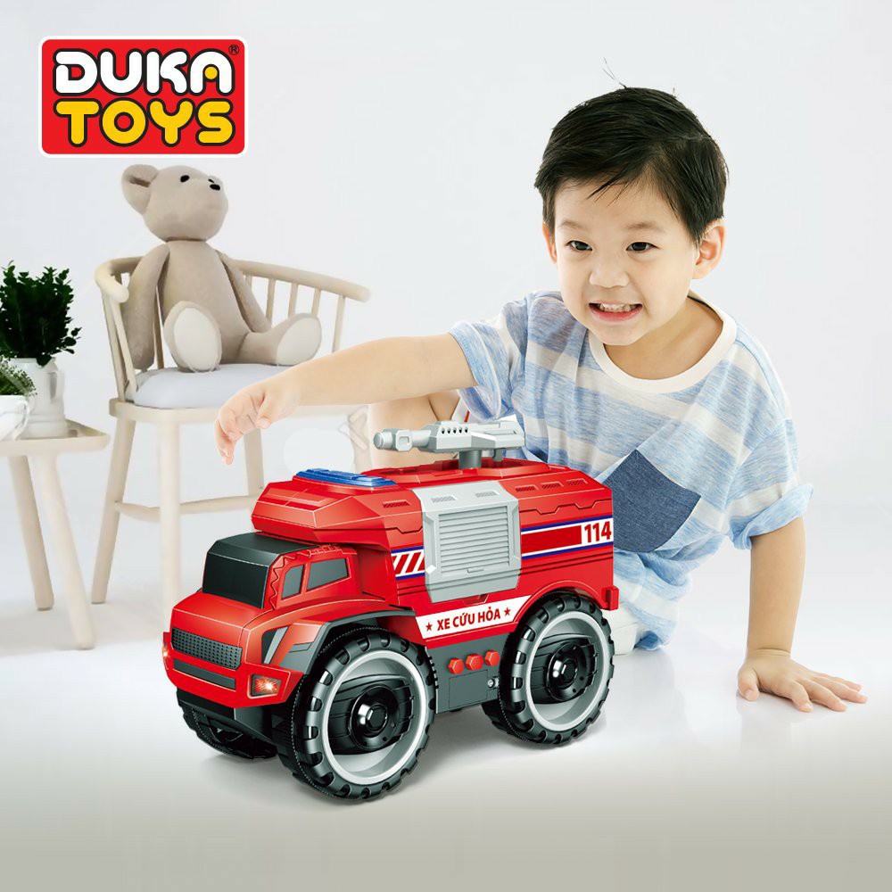 Đồ chơi Xe Cảnh Sát ,Xe Cứu Hào,Xe Cứu Thương ,Xe Công Trình -DUKA TOYS - Kết hợp ánh sáng và âm thanh