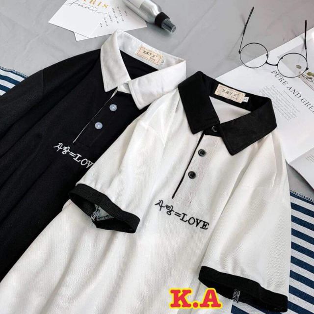Áo polo love AN MINH, chất cotton mát mịn,siêu kute