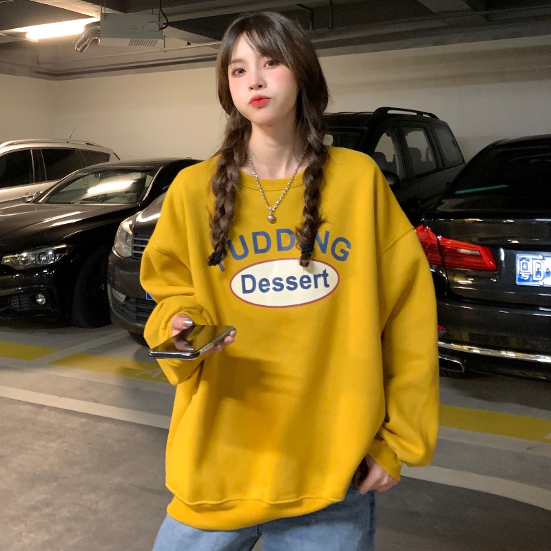 Áo nỉ Sweater nam nữ form rộng màu cam vàng in hình vải nỉ dày dặn phong cách Unisex LADY SHOP M64HD | BigBuy360 - bigbuy360.vn