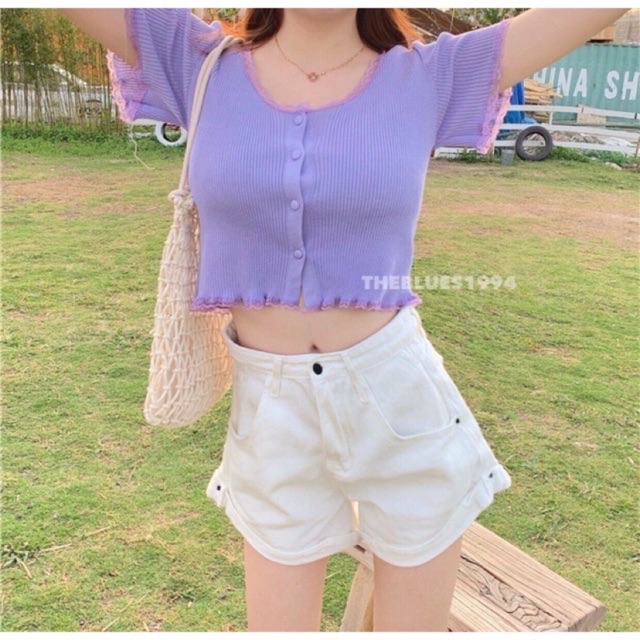 ÁO nữ croptop GÂN TAY NGẮN PHỐI REN - AK0033 | bear.story