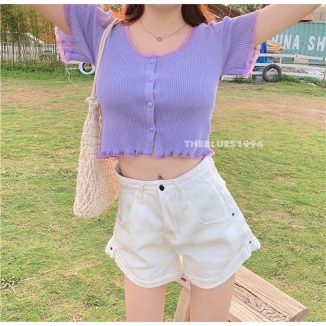 ÁO nữ croptop GÂN TAY NGẮN PHỐI REN | BigBuy360 - bigbuy360.vn