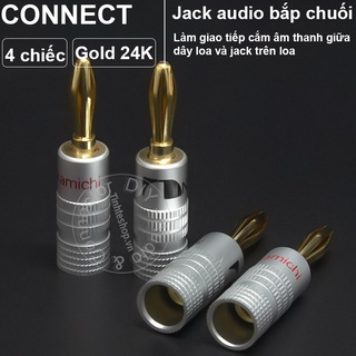 Jack bắp chuối cắm cho Loa Âm ly nhân đồng mạ vàng 24K 4 chiếc