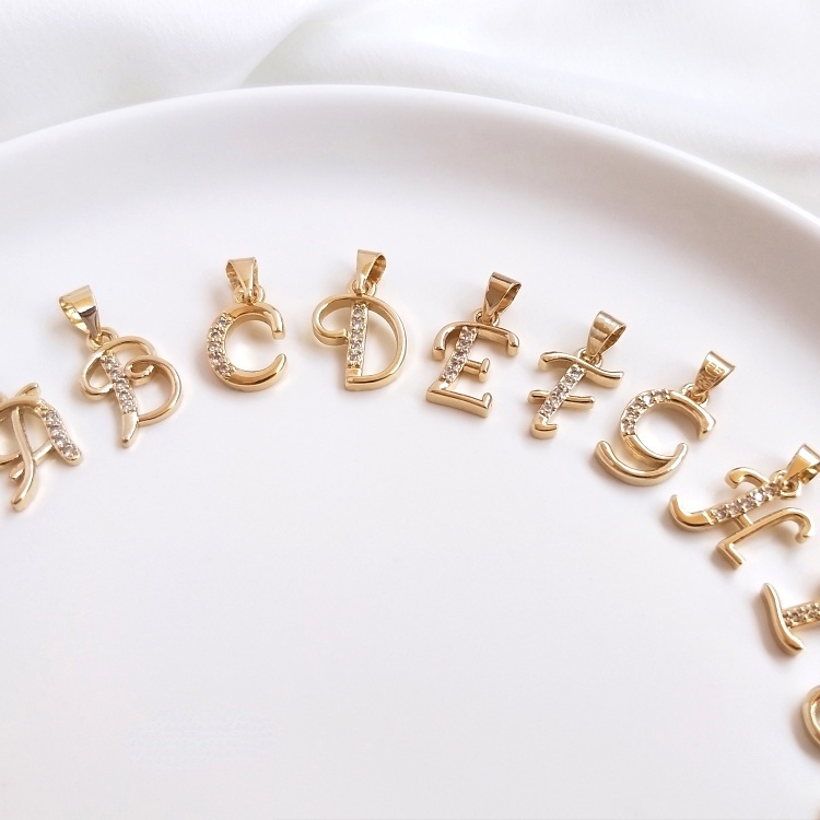 Mặt Dây Chuyền Hình Chữ Cái Mạ Vàng 14k Đính Đá Zircon Sang Trọng