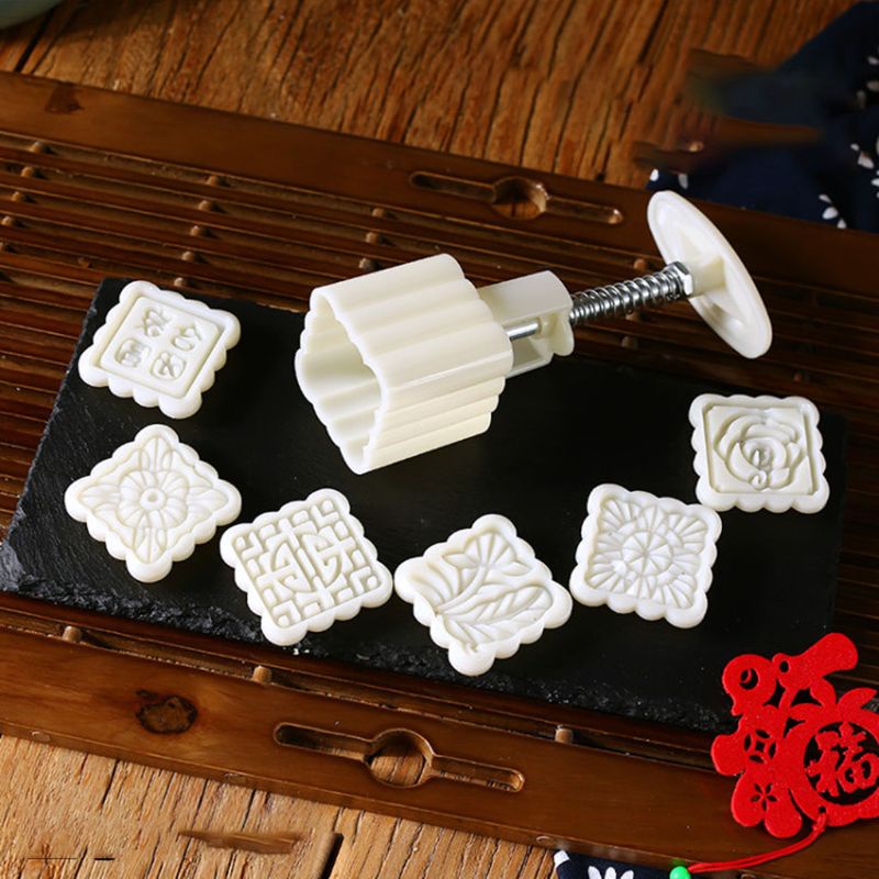 Khuôn Làm Bánh Trung Thu / Mặt Trăng / Bánh Trung Thu 6 Ngăn Hình Vuông 50g Diy