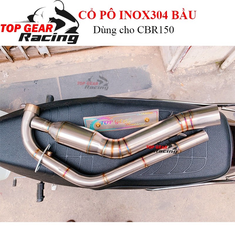 Cổ Pô CBR150r Inox304 Bầu Tổ Ong 2 Khúc Có Lỗ Cảm Biến &lt;TOPGEAR&gt;