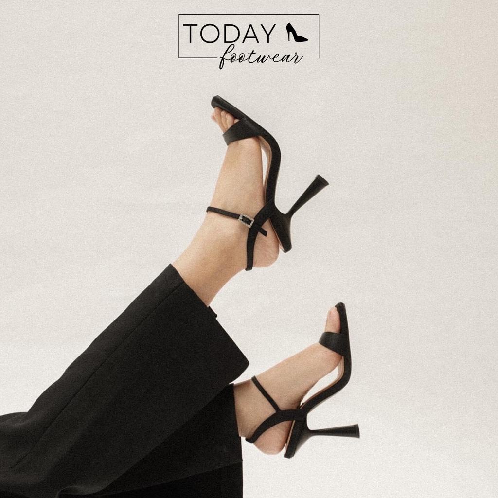 Giày cao gót nữ gót nhọn gót cao 9cm quai ngang màu đen trơn thanh lịch đi làm đi chơi Today Footwear | TD0056