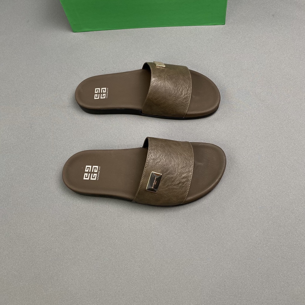 [ N04 SIZE 44 ] Dép nam quai ngang-dép nam cao cấp quai da màu nâu đế cao su