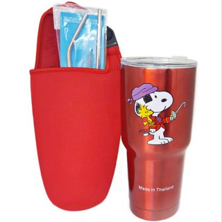 Combo ly giữ nhiệt 900ml hình snoopy đủ phụ kiện