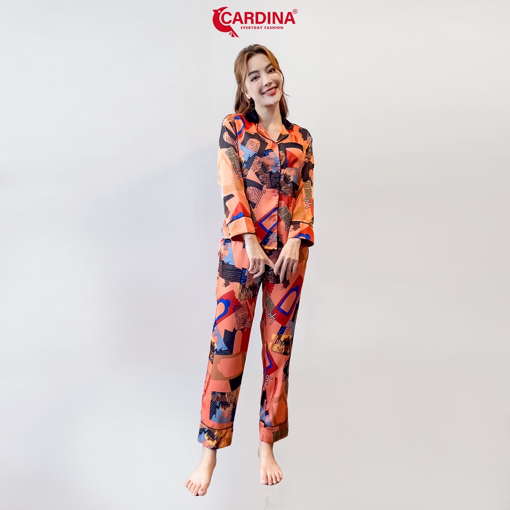 Đồ Bộ Nữ 𝐂𝐀𝐑𝐃𝐈𝐍𝐀 Pijama Chất Lụa Satin Nhật Cao Cấp Quần Dài Áo Tay Lỡ Họa Tiết 2Pi07
