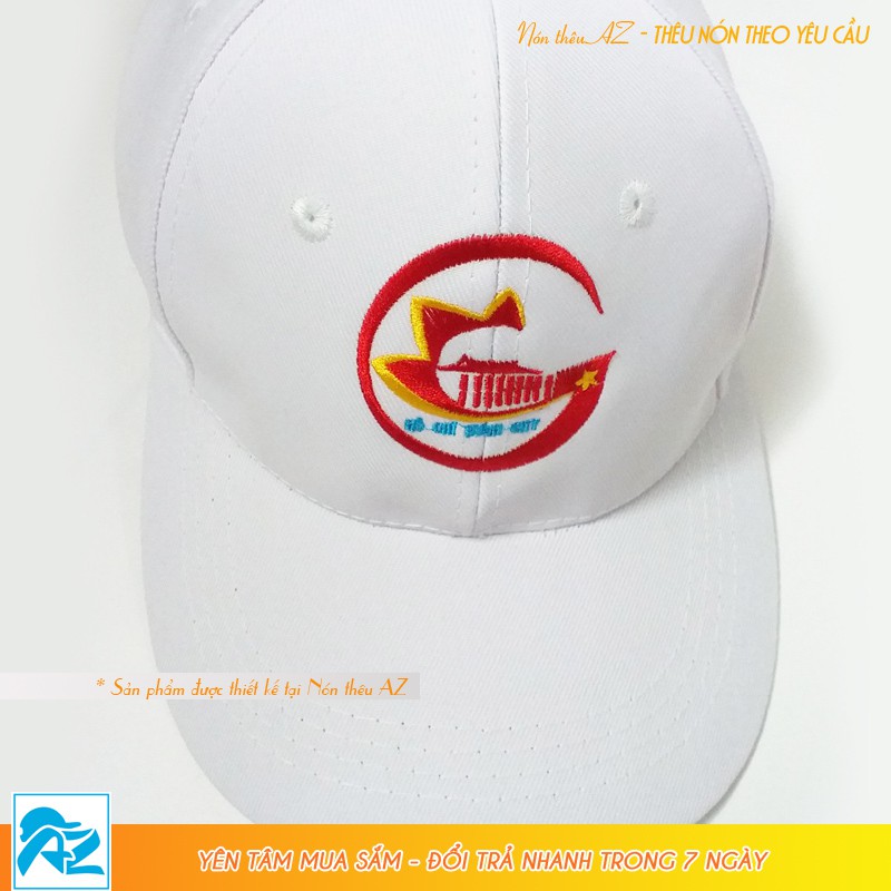 Nón kết du lịch màu trắng thêu logo thành phố Hồ Chí Minh TPHCM MT516