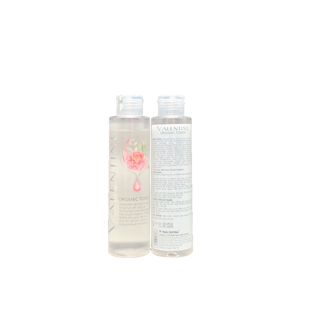 Nước hoa hồng (Valentine Organic Toner) 150ml - Sao Thái Dương