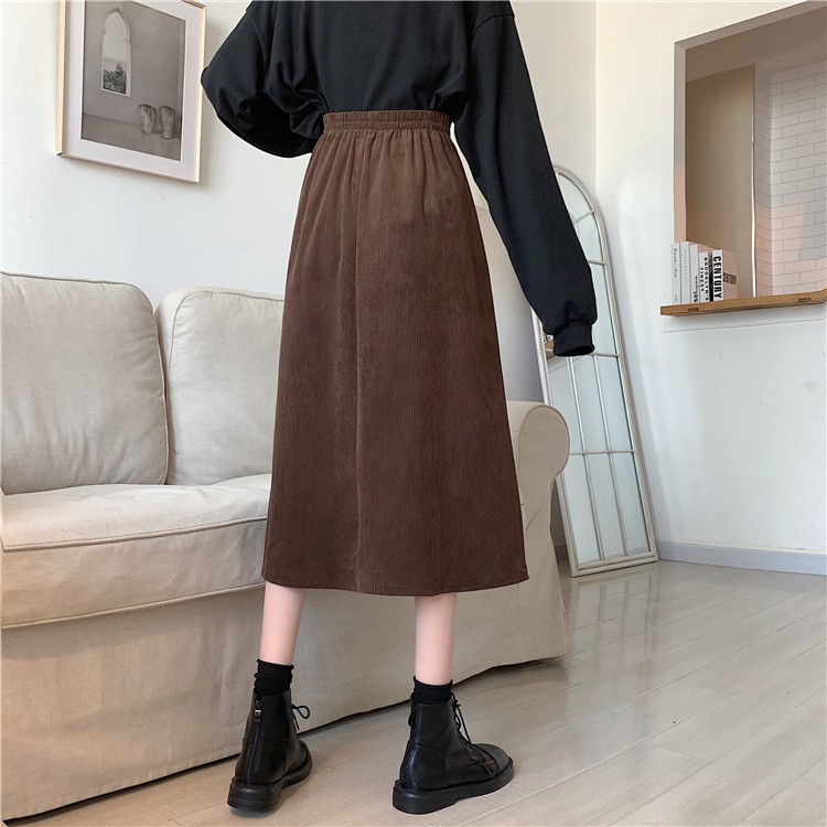 Chân Váy Midi Xiaozhainv Dáng Chữ A Lưng Cao Phong Cách Retro Hàn Quốc | BigBuy360 - bigbuy360.vn