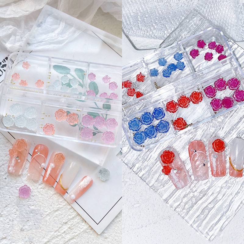 Hộp Phụ Kiện Đá 3D Dán Trang Trí Móng Tay Xinh Xắn