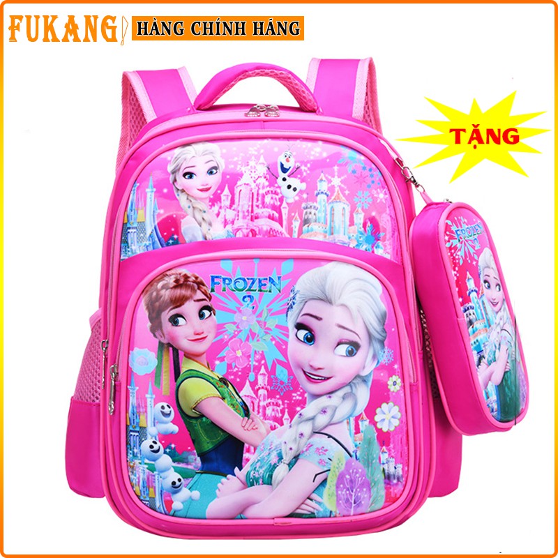 Balo Công Chúa Elsa Anna Màu Hồng Cho Bé Gái Học Tiểu Học Cấp 1 (Tặng Hộp Bút) E452