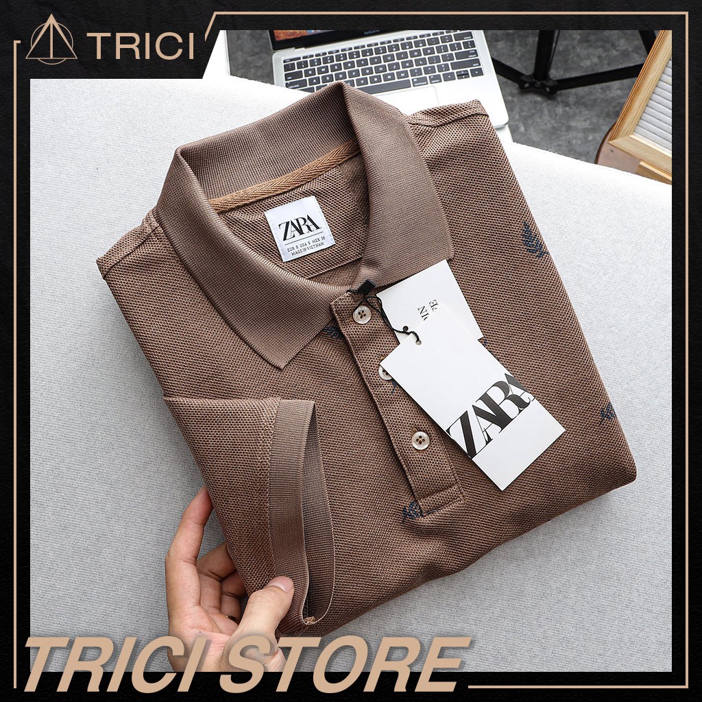Áo polo nam Zara hàng vnxk xuất dư cambodia họa tiết lá | BigBuy360 - bigbuy360.vn