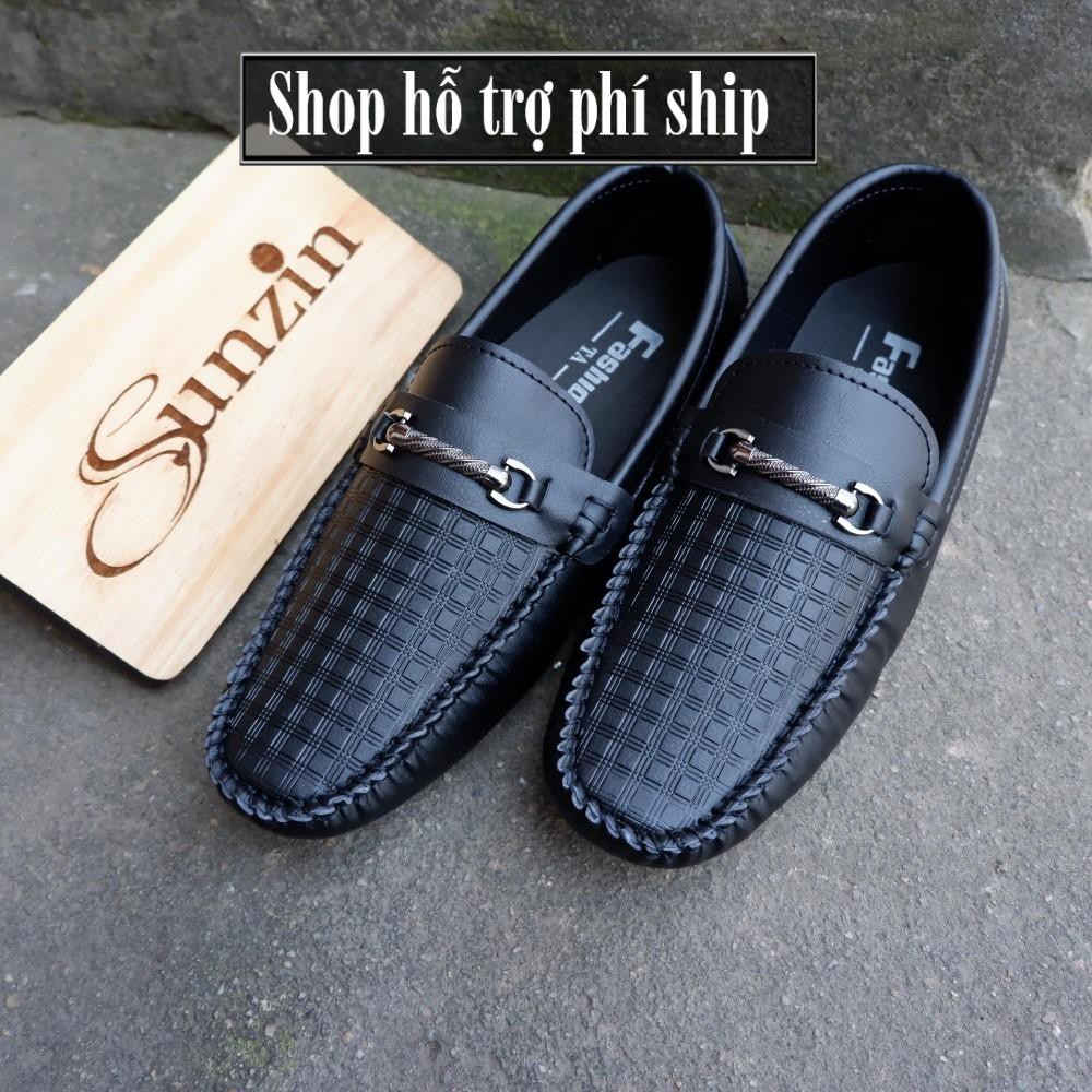 Hỗ trợ Ship- GIÀY DA THỜI TRANG NAM sunzin VL60 - Kiểu giày lười, giày mọi - chất liệu da cán mờ hoặc vân sần