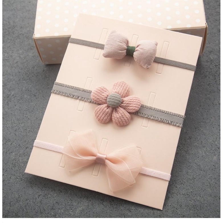 Băng đô cài tóc/turban đính hoa vải handmade size nhỏ cho bé sơ sinh 0-36 tháng