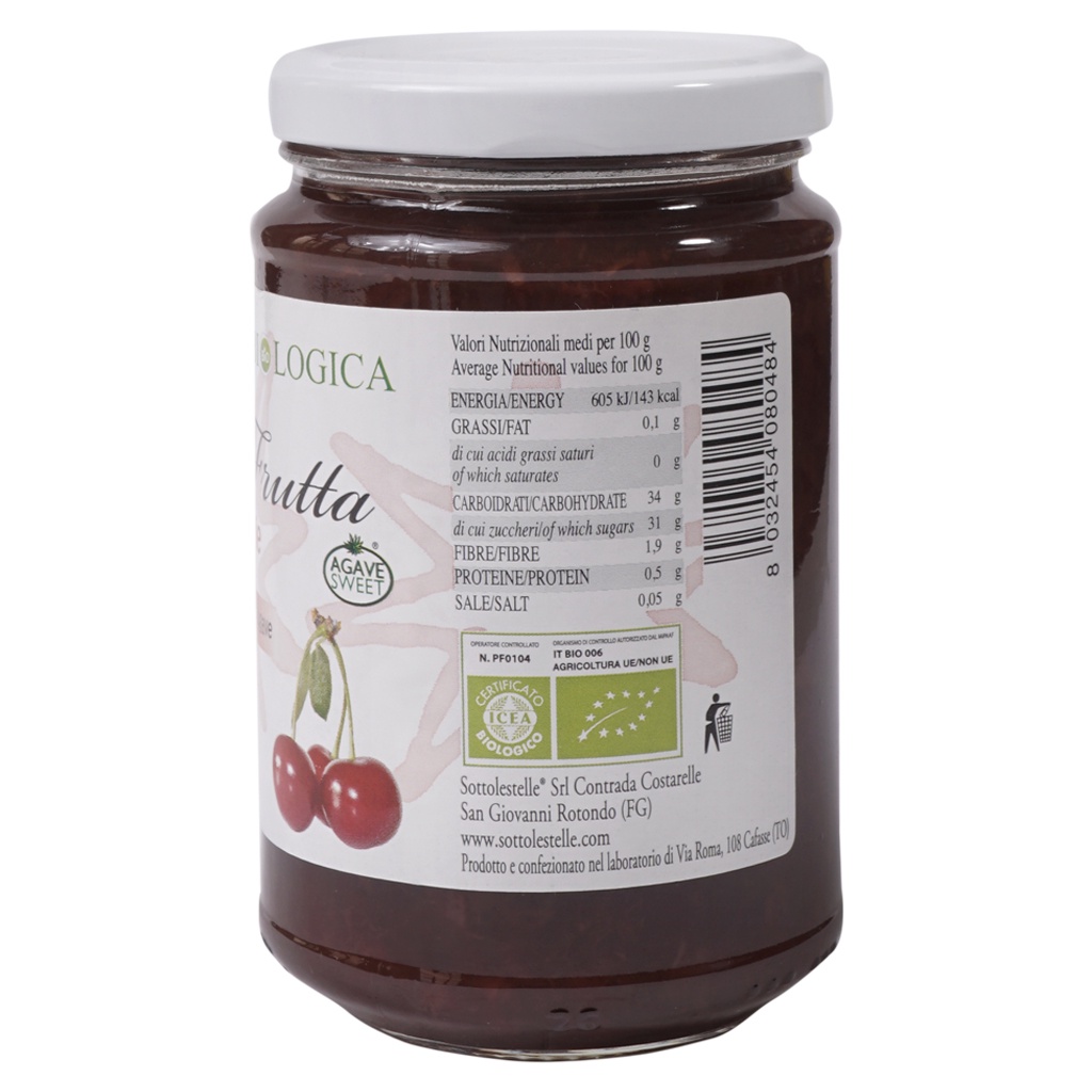 Mứt Cherry hữu cơ 320g Sottolestelle Organic Cherries Jam