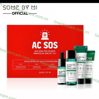 (GRAB / NOWSHIP) [Set 4 Items] Bộ Dưỡng Giảm Mụn Trong 30 Ngày Some By Mi Miracle AC SOS Kit