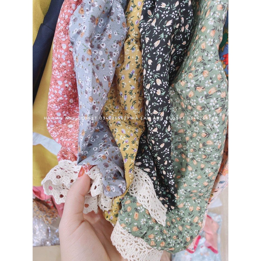 Váy Bầu Hoa Nhí Cổ Ren Mùa Hè Ngắn Tay Thiết Kế Xinh Xắn Vintage HD2821 Honey Mommy Đầm Bầu Công Sở Dáng Dài