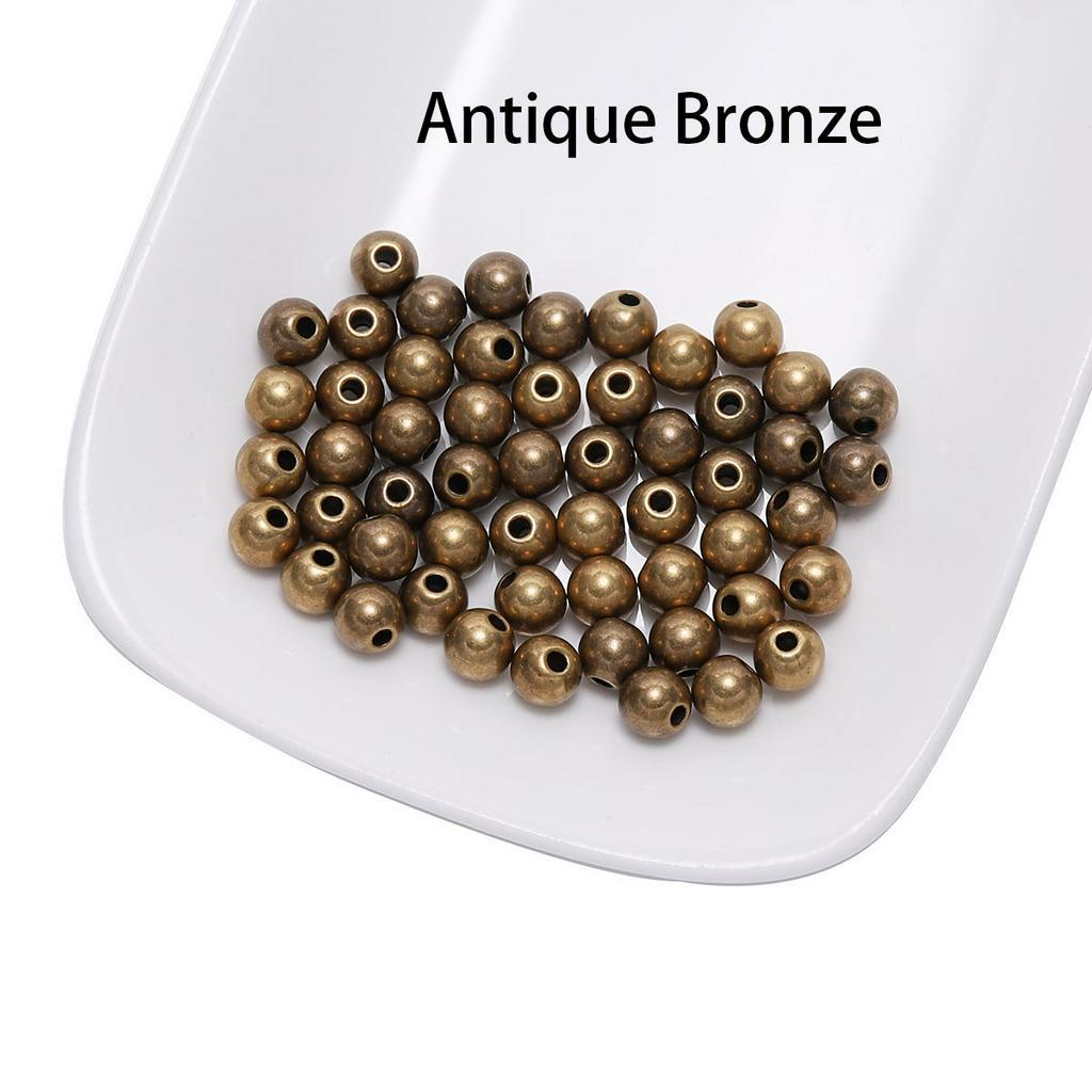 Bộ 30-400 hạt xỏ màu vàng hồng và bạc 3 4 5 6 8 10 12mm làm trang sức handmade DIY