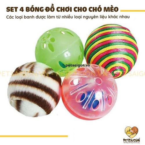 [CHÍNH HÃNG] SET BÓNG NHỰA ĐỒ CHƠI CHO CHÓ MÈO