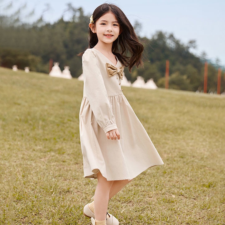 Đầm Công Chúa Tay Dài Phong Cách Hàn Quốc Thời Trang Mùa Thu Xinh Xắn Cho Bé Gái
