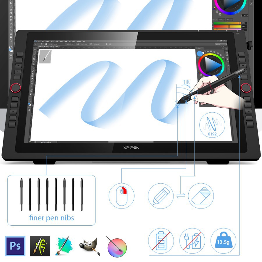 Bảng Vẽ Màn Hình XP-Pen Artist 22R Pro 21.5inch IPS FullHD 90% AdobeRGB, 2 Dial, 20 Express Keys, Lực Nhấn 8192