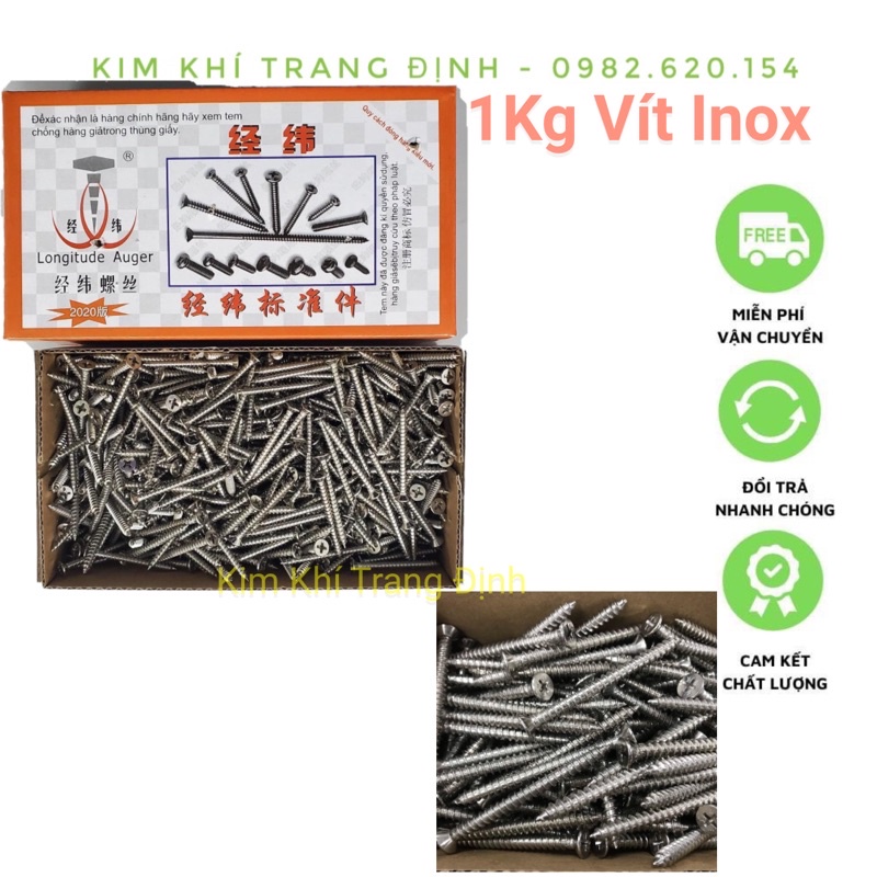 1 kg Vít inox 304 phi 5 các độ dài