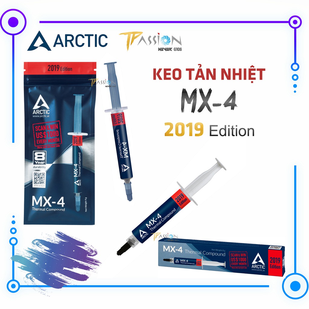 Keo tản nhiệt Arctic MX4 - 2g, 4g, 8g, 20g các loại - Mẫu mới MX-4 năm 2019 Edition cực tốt