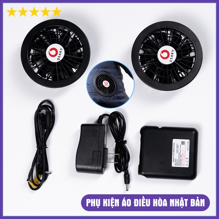 Bộ Phụ Kiện Áo Điều Hòa OSAKY Nhật Bản Cao Cấp, Áo Làm Mát, Áo Khoác Quạt Gió