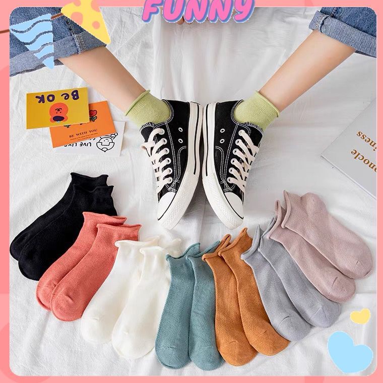 Tất ulzzang lửng màu pastel cổ thấp vải len mềm mịn dày dặn nữ tính