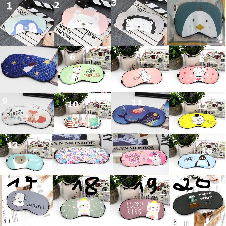 Miếng bịt mắt ngủ 3D có túi gel làm mát họa tiết kute