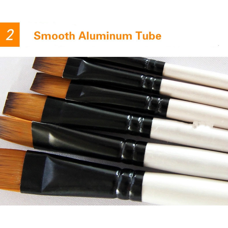 6 pcs Watercolor Gouache Paint Brushes Nylon Hair Wool for Student Painting