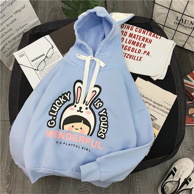 Order- 💋ÁO HOODIE TAI THỎ CUTE💋 có nhiều mẫu