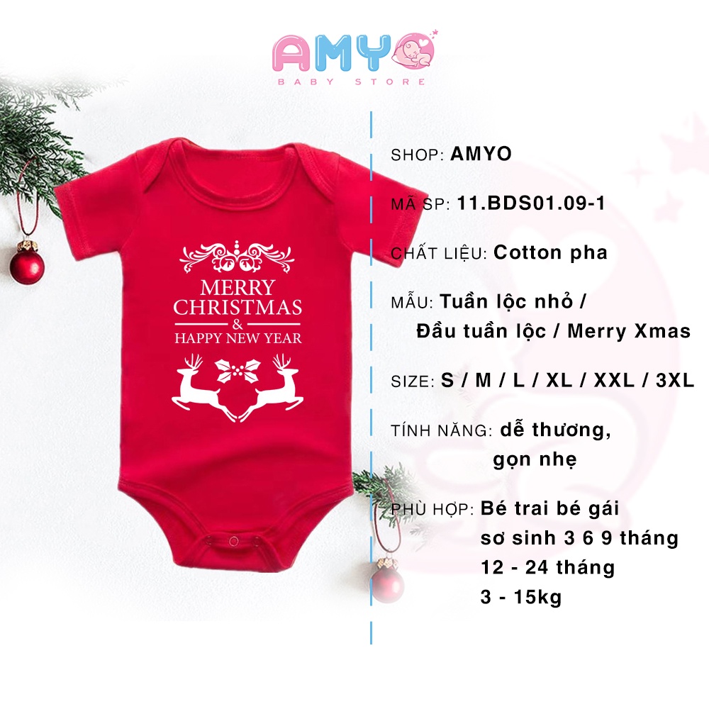Bodysuit noel cho bé bộ body bé gái bé trai cotton quần áo sơ sinh đồ noel liền thân bé đầy tháng 3 6 9 12 tháng 2 tuổi