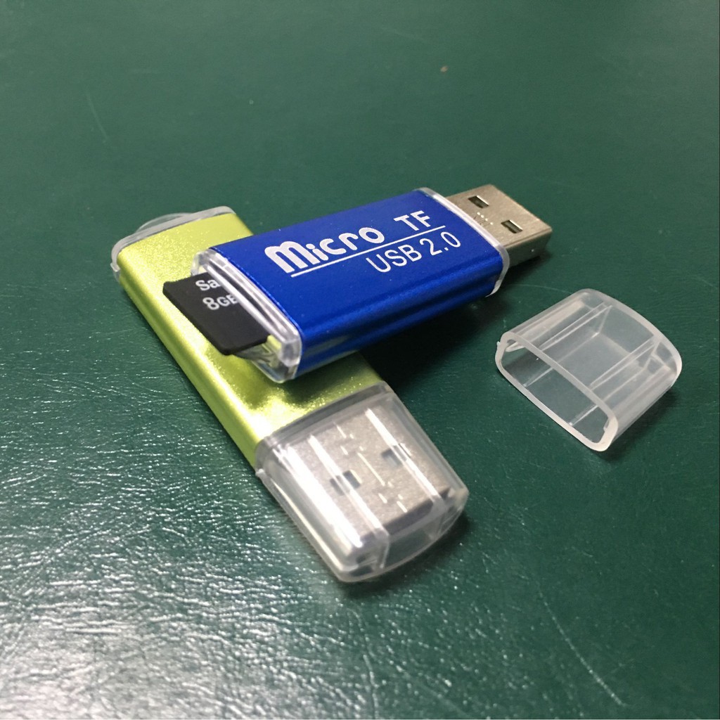 Đầu đọc thẻ nhớ Micro SD vỏ nhôm chuẩn usb 2.0 có đèn tín hiệu và lỗ treo móc khóa, đầu lọc thẻ nhớ mini nhiều màu