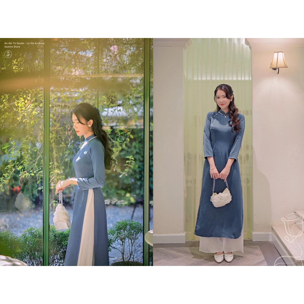 Áo dài lụa tây thi đính trai cao câp