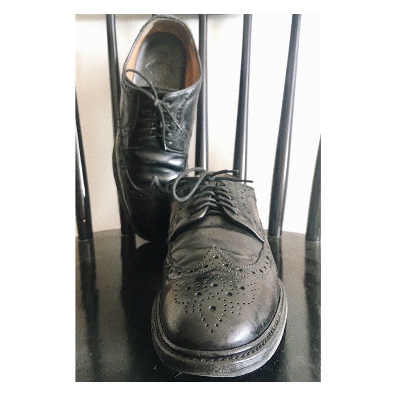 Giày Da Regal Derby Longwing Brogues Đen Bóng size 260 (~41.5)