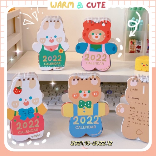 Lịch Để Bàn Lò Xo Gáy Xoắn Nhỏ Gọn Để Bàn Dễ Thương Warm&Cute LD03