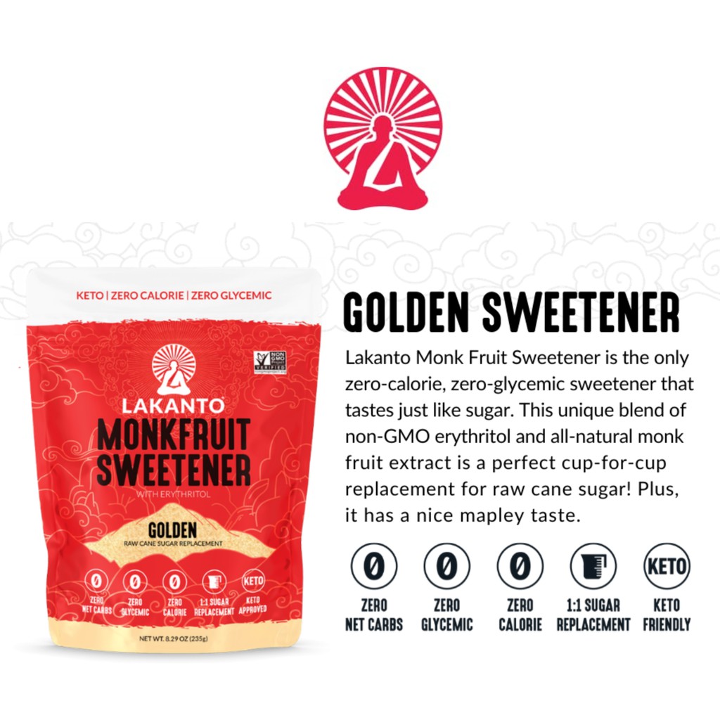 Đường Vàng Đường Lakanto Monkfruit Sweetener Golden, Đường Ăn Kiêng Với Calories = 0.Cho Keto, Gym, Tiểu Đường, Giảm Béo