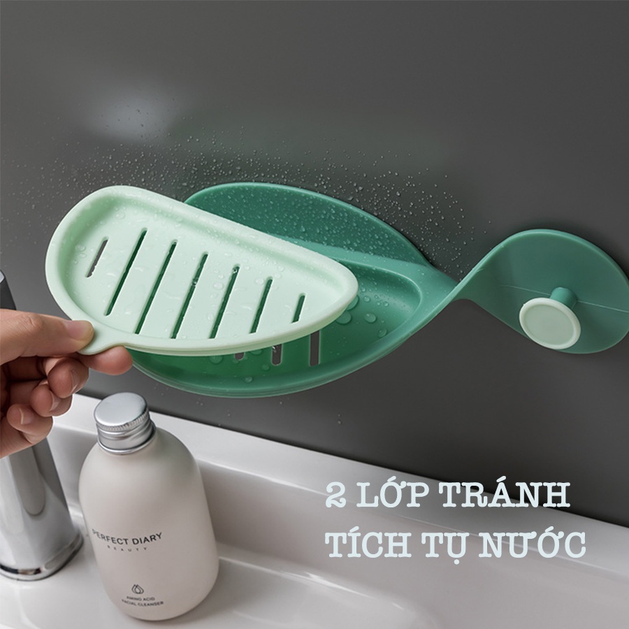 Khay Đựng Xà Phòng Dán Tường Hình Cá 2 Lớp Nhiều Màu Thiết Kế Siêu Thoát Nước Z013