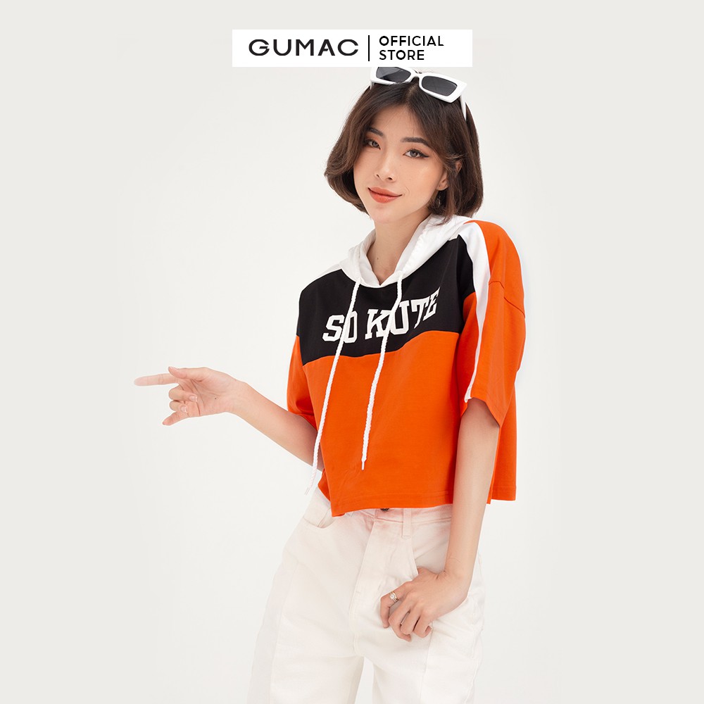 Áo thun nữ phối nón GUMAC phối màu cá tính, phong cách unisex năng động ATB460 | BigBuy360 - bigbuy360.vn