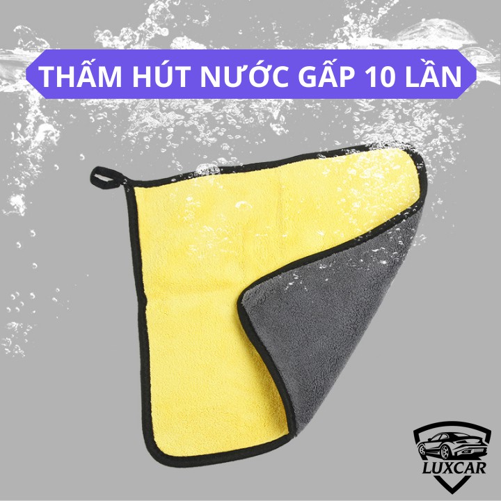 [Mã LIFEAUMAY giảm 10% tối đa 30k đơn 150k] Khăn Microfiber 2 Lớp LUXCAR, Siêu Mềm Siêu Thấm Chuyên Lau Rửa Ô TÔ, Xe Máy